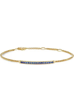 David Yurman 18kt geelgouden Petite Pavé Bar armband met saffier