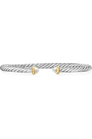 David Yurman 14kt geelgouden en sterling zilveren Cable Flex armband (4mm)