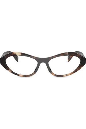 Prada Zonnebril met ovalen montuur en schildpadschild effect