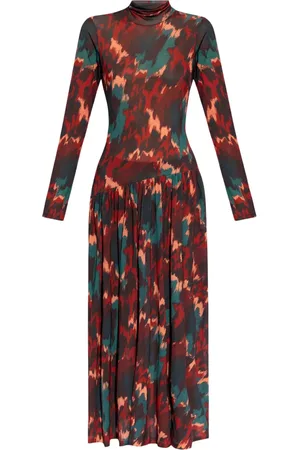ULLA JOHNSON Fernanda jurk met grafische print en lange mouwen