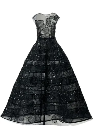 Carolina Herrera Avondjurk met geborduurde bloemen