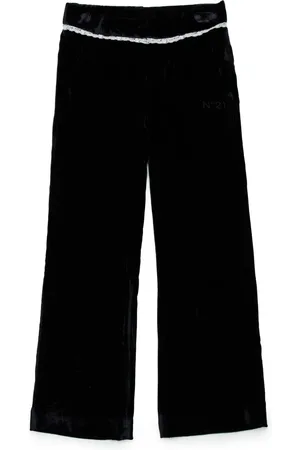 Nº21 Broek met wijde pijpen en kanten afwerking
