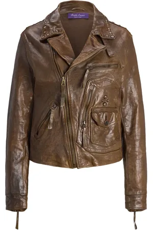 Ralph Lauren Andrea gerafeld leren jack