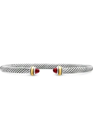 David Yurman 14kt geelgouden en sterling zilveren Cable Classics armband (4mm)