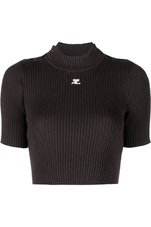 Courrèges Geribbelde cropped top met geborduurd logo