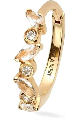 Lark & Berry 14kt geelgouden grote Veto oorbel met saffier en diamant