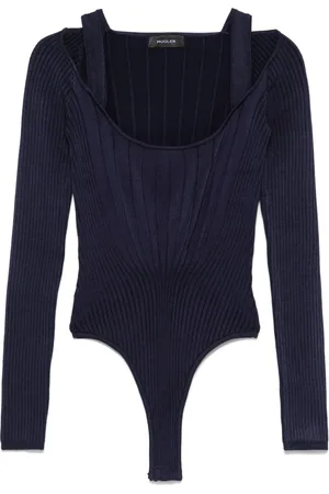 MUGLER Body met diepe ronde hals