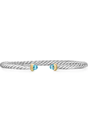 David Yurman 14kt geelgouden en sterling zilveren Cable Flex armband (4mm)