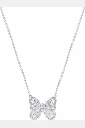 De Beers 18kt witgouden Portraits of Nature Butterfly halsketting met diamanten hanger