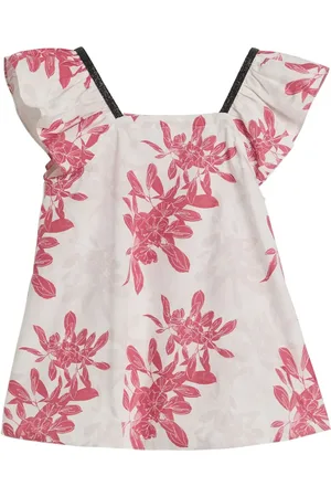 Brunello Cucinelli Popeline top met bloemenprint