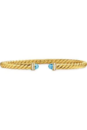 David Yurman 18kt geelgouden Classic Cablespira armband met diamant en topaas (4mm)