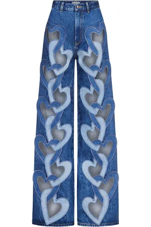 AREA Jeans met wijde pijpen en uitgesneden hart