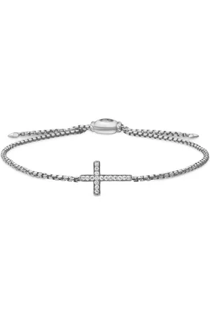 David Yurman Sterling zilveren Petite Pavé Cross schakelarmband (1,7mm)