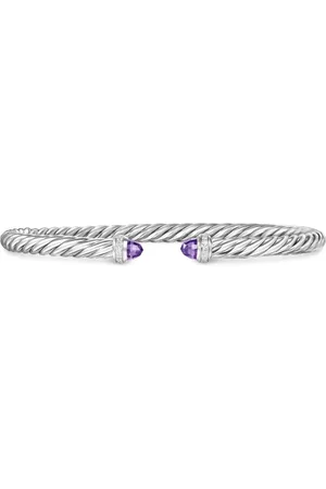 David Yurman Sterling zilveren Cablespira armband met amethist en diamant