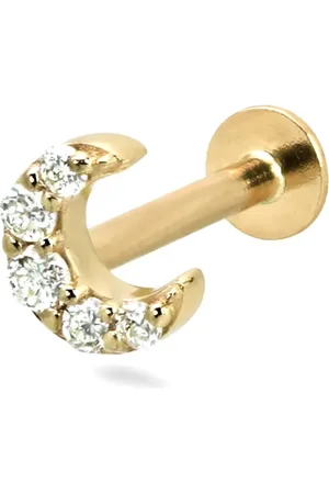Lark & Berry 14kt geelgouden kleine Moon oorbel met diamant