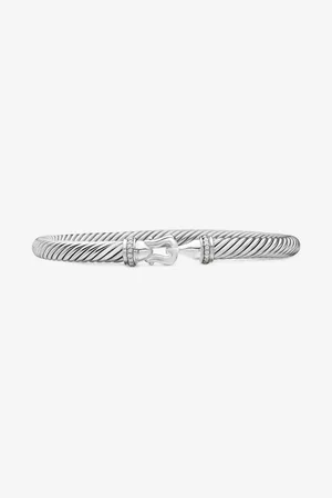 David Yurman Sterling zilveren Buckle Classic Cable armband met diamant (5mm)