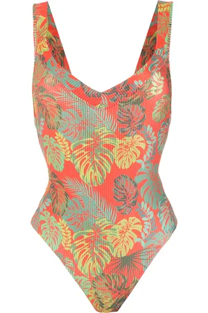 AMIR SLAMA Badpak met palmblad print