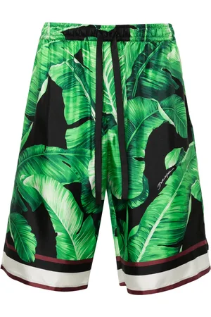 Dolce & Gabbana Zijden shorts met bladerprint