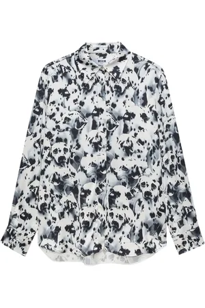 Msgm Blouse met abstracte print en puntige kraag