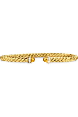 David Yurman 18kt geelgouden Cablespira armband met citrien en diamant (4 mm)