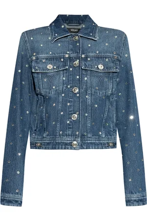 VERSACE Denim jack met glanzende applicatie