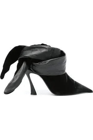 MUGLER 95mm Fang leren geknoopte muiltjes