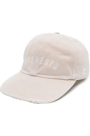 Courrèges Gerafelde pet met geborduurd logo