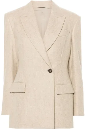 Brunello Cucinelli Blazer met vilten afwerking