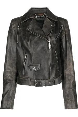 Philipp Plein Leren bikerjack