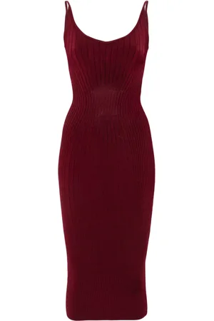 MUGLER Mouwloze gebreide midi