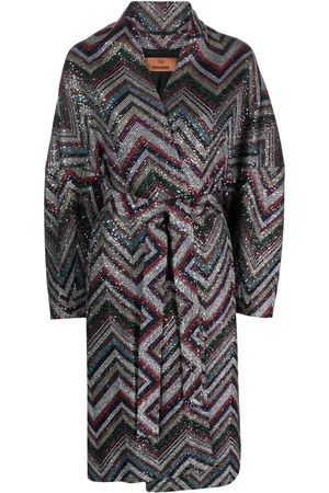 Missoni Zigzag mantel met pailletten en ceintuur