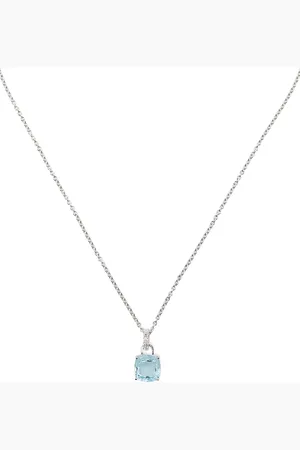Kiki Mcdonough 18kt witgouden Kiki Cushion halsketting met diamant en topaas