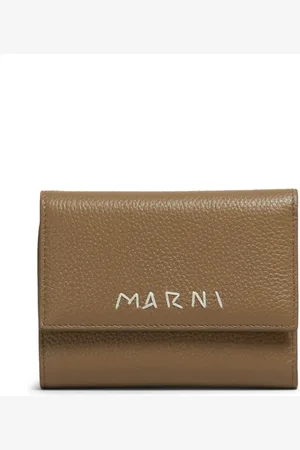 Marni Leren portemonnee met geborduurd logo