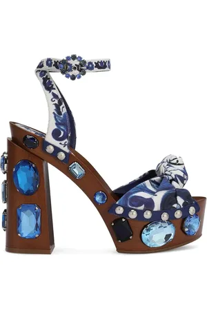 Dolce & Gabbana 90mm sandalen met sleehak en print