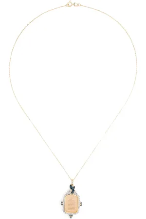 KAMUSHKI 18kt geelgouden Ayut Al Kursi halsketting met diamant en saffier