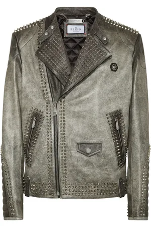 Philipp Plein Leren bikerjack