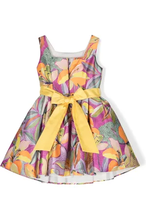 COLORICHIARI Satijnen jurk met bloemenprint