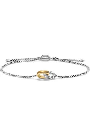 David Yurman 14kt geelgouden en zilveren Petite Cable armband (15mm)