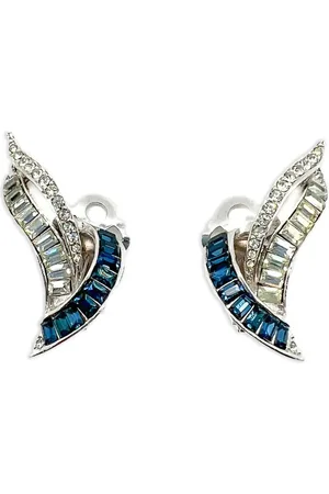JENNIFER GIBSON JEWELLERY 1950s Paste Swoosh oorclips