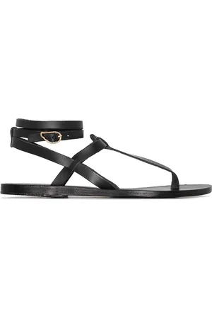 Ancient Greek Sandals Zwarte leren sandalen van Estia