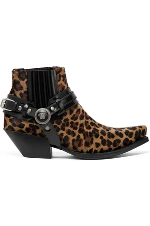VERSACE 50mm Texano enkellaarzen met luipaardprint