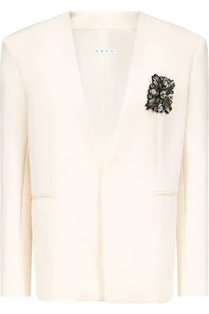 AREA Kraagloze blazer met broche van kristallen