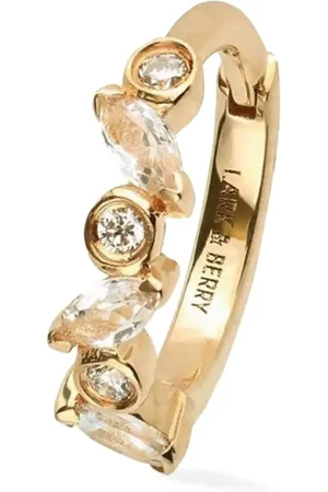 Lark & Berry 14kt geelgouden medium Veto oorring met saffier en diamant