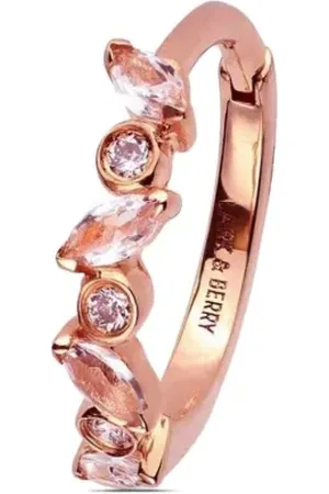 Lark & Berry 14kt roségouden Veto oorring met diamant en saffier