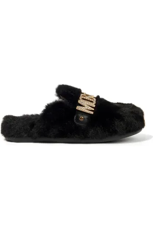 Moschino Slippers van imitatiebont met logo