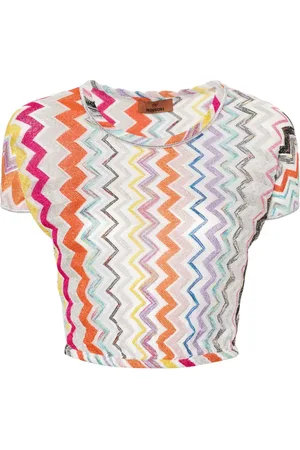Missoni Gebreide cropped top met chevron streep