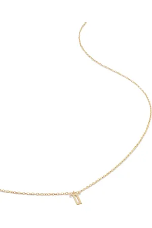 Monica Vinader 14kt geelgouden halsketting met letter T