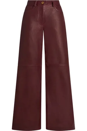 Etro Leren broek met wijde pijpen