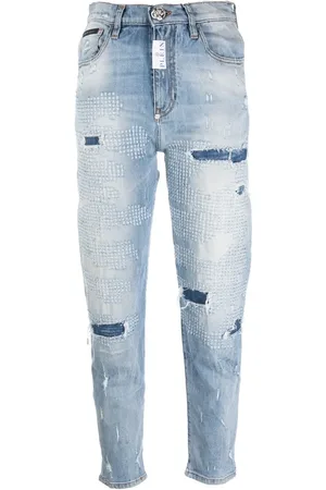 Philipp Plein Gerafelde jeans