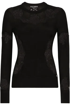 Dolce & Gabbana Trui met geborduurd kant en ronde hals